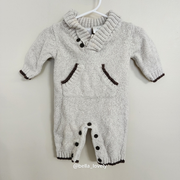 0-3 M 100% Cotton Cozy Neutral Knit Baby Bodysuit - Picture 1 of 9